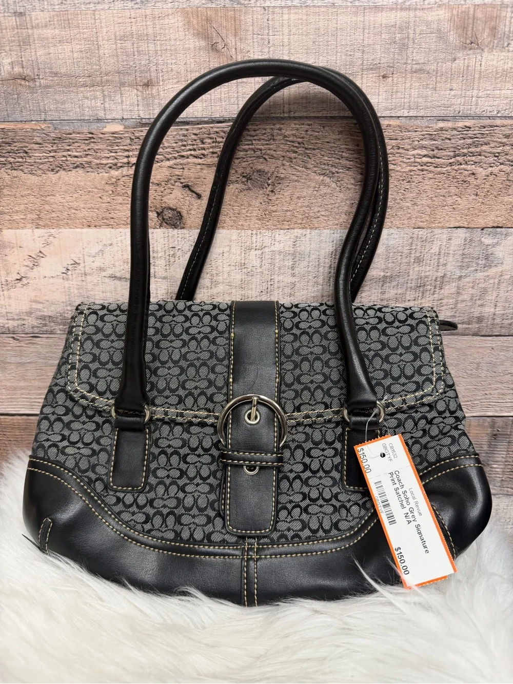 Coach Soho Gray Signature Print Satchel